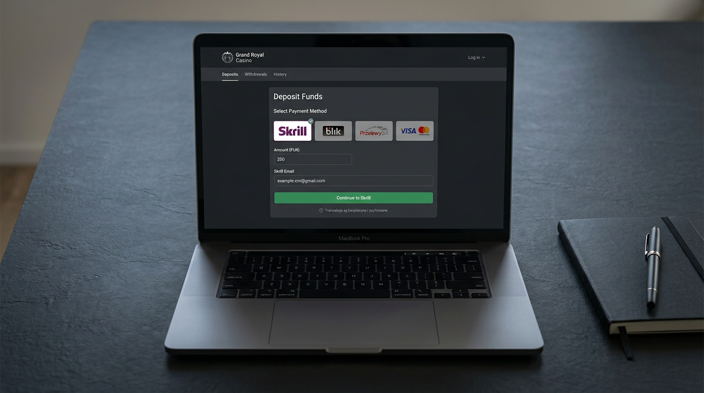 Ranking kasyn akceptujących Skrill na ekranie laptopa